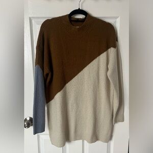 Retrod Colorblock Knit Sweater | Neutral Brown Cream Blue | M/L